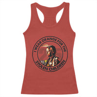 I Wear Orange For The 215 Stolen Children Racerback Tank Top Indigenous Girl Orange Shirt Day - Wonder Print Shop