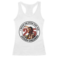 I Wear Orange For The 215 Stolen Children Racerback Tank Top Indigenous Girl Orange Shirt Day - Wonder Print Shop