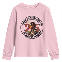 I Wear Orange For The 215 Stolen Children Youth Sweatshirt Indigenous Girl Orange Shirt Day - Wonder Print Shop