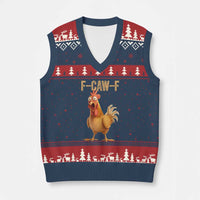 Funny F Caw F Chicken Meme Graphic V-Neck Knit Sweater Vest Hilarious Cartoon Poultry Humor - Wonder Print Shop