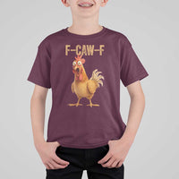 Funny F Caw F Chicken Meme Graphic T Shirt For Kid Hilarious Cartoon Poultry Humor - Wonder Print Shop