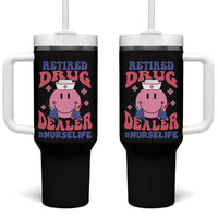 Funny Retired Drug Dealer Tumbler With Handle Retro Nurse Life Retirement Gift for Healthcare Workers - Wonder Print Shop