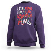 Funny Christmas Sweatshirt It's Fine I'm Fine Everthing Is Fine Xmas Lights - Wonder Print Shop
