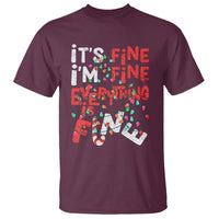 Funny Christmas T Shirt It's Fine I'm Fine Everthing Is Fine Xmas Lights - Wonder Print Shop