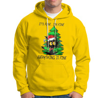 Black Cat Christmas Hoodie It's Fine I'm Fine Everthing Is Fine Funny Xmas - Wonder Print Shop