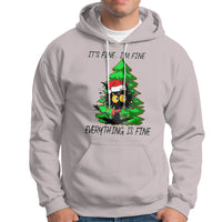 Black Cat Christmas Hoodie It's Fine I'm Fine Everthing Is Fine Funny Xmas - Wonder Print Shop