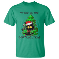 Black Cat Christmas T Shirt It's Fine I'm Fine Everthing Is Fine Funny Xmas - Wonder Print Shop