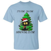 Black Cat Christmas T Shirt It's Fine I'm Fine Everthing Is Fine Funny Xmas - Wonder Print Shop