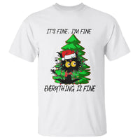 Black Cat Christmas T Shirt It's Fine I'm Fine Everthing Is Fine Funny Xmas - Wonder Print Shop