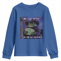 Funny Wizard Frog Fantasy Meme Youth Sweatshirt Call Me Magic Cuz I Be Gathering MTG Gamer - Wonder Print Shop
