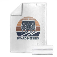 Funny Snowboarding Board Meeting Throw Blanket Retro Chairlift Snowboarders Powder Junkies - Wonder Print Shop