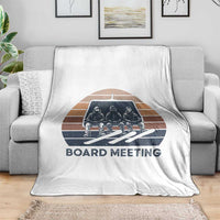 Funny Snowboarding Board Meeting Throw Blanket Retro Chairlift Snowboarders Powder Junkies - Wonder Print Shop