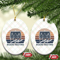 Funny Snowboarding Board Meeting Ceramic Ornament Retro Chairlift Snowboarders Powder Junkies - Wonder Print Shop