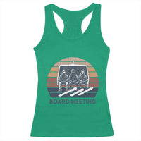 Funny Snowboarding Board Meeting Racerback Tank Top Retro Chairlift Snowboarders Powder Junkies - Wonder Print Shop