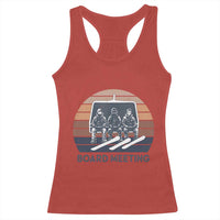 Funny Snowboarding Board Meeting Racerback Tank Top Retro Chairlift Snowboarders Powder Junkies - Wonder Print Shop