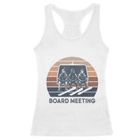 Funny Snowboarding Board Meeting Racerback Tank Top Retro Chairlift Snowboarders Powder Junkies - Wonder Print Shop