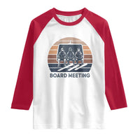 Funny Snowboarding Board Meeting Raglan Shirt Retro Chairlift Snowboarders Powder Junkies - Wonder Print Shop