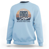 Funny Snowboarding Board Meeting Sweatshirt Retro Chairlift Snowboarders Powder Junkies - Wonder Print Shop
