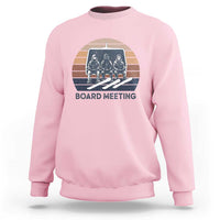 Funny Snowboarding Board Meeting Sweatshirt Retro Chairlift Snowboarders Powder Junkies - Wonder Print Shop