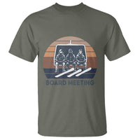 Funny Snowboarding Board Meeting T Shirt Retro Chairlift Snowboarders Powder Junkies - Wonder Print Shop