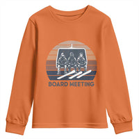 Funny Snowboarding Board Meeting Youth Sweatshirt Retro Chairlift Snowboarders Powder Junkies - Wonder Print Shop