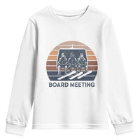 Funny Snowboarding Board Meeting Youth Sweatshirt Retro Chairlift Snowboarders Powder Junkies - Wonder Print Shop