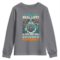 Is This the Real Life RPG Parody Fantasy Dice Youth Sweatshirt Funny Epic Tabletop Dungeon Roleplay Game Fans - Wonder Print Shop