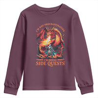 I’m Not Procrastinating I’m Doing Side Quests Youth Sweatshirt Fantasy Gamer Humor Epic Dragon RPG Adventure - Wonder Print Shop
