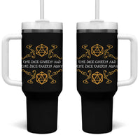 The Dice Giveth and the Dice Taketh Away RPG Quote Tumbler With Handle Classic Tabletop Dice Humor Fantasy Roleplay Fans - Wonder Print Shop