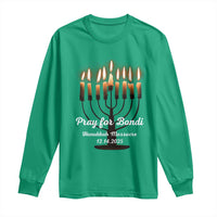 Pray for Bondi Australia Hanukkah Dec 14 2025 Long Sleeve Shirt Menorah Lights Jewish Faith Memorial - Wonder Print Shop