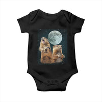 Funny Three Groundhog Meme Baby Onesie Woodchucks Under The Moon