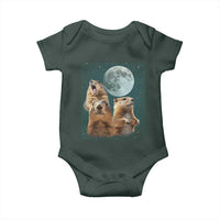 Funny Three Groundhog Meme Baby Onesie Woodchucks Under The Moon