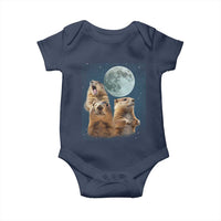 Funny Three Groundhog Meme Baby Onesie Woodchucks Under The Moon