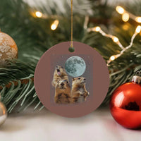 Funny Three Groundhog Meme Ceramic Ornament Woodchucks Under The Moon - Wonder Print Shop