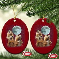 Funny Three Groundhog Meme Ceramic Ornament Woodchucks Under The Moon - Wonder Print Shop