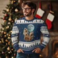 Funny Three Groundhog Meme Ugly Christmas Sweater Woodchucks Under The Moon - Wonder Print Shop