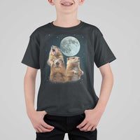 Funny Three Groundhog Meme T Shirt For Kid Woodchucks Under The Moon