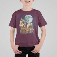 Funny Three Groundhog Meme T Shirt For Kid Woodchucks Under The Moon