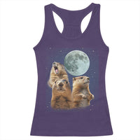 Funny Three Groundhog Meme Racerback Tank Top Woodchucks Under The Moon