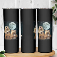 Funny Groundhog Meme Skinny Tumbler Woodchucks Under The Moon