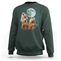 Funny Three Groundhog Meme Sweatshirt Woodchucks Under The Moon