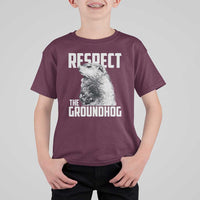 Respect The Groundhog T Shirt For Kid Funny Woodchuck Shadow Meteorlogy