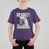 Respect The Groundhog T Shirt For Kid Funny Woodchuck Shadow Meteorlogy