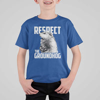 Respect The Groundhog T Shirt For Kid Funny Woodchuck Shadow Meteorlogy