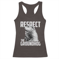 Respect The Groundhog Racerback Tank Top Funny Woodchuck Shadow Meteorlogy