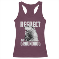 Respect The Groundhog Racerback Tank Top Funny Woodchuck Shadow Meteorlogy