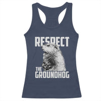 Respect The Groundhog Racerback Tank Top Funny Woodchuck Shadow Meteorlogy