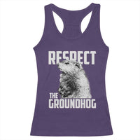 Respect The Groundhog Racerback Tank Top Funny Woodchuck Shadow Meteorlogy