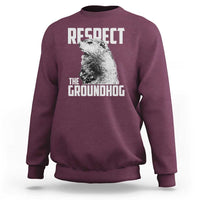 Respect The Groundhog Sweatshirt Funny Woodchuck Shadow Meteorlogy