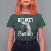 Respect The Groundhog T Shirt For Women Funny Woodchuck Shadow Meteorlogy